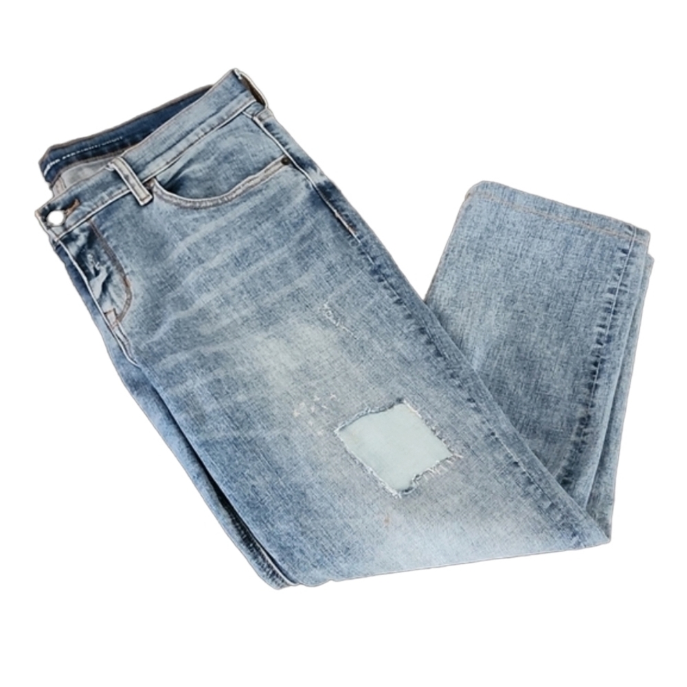 OLD NAVY Boyfriend Straight Ankle Cropped Jeans 36x25 Size 12 Ripped Distressed - Picture 5 of 16